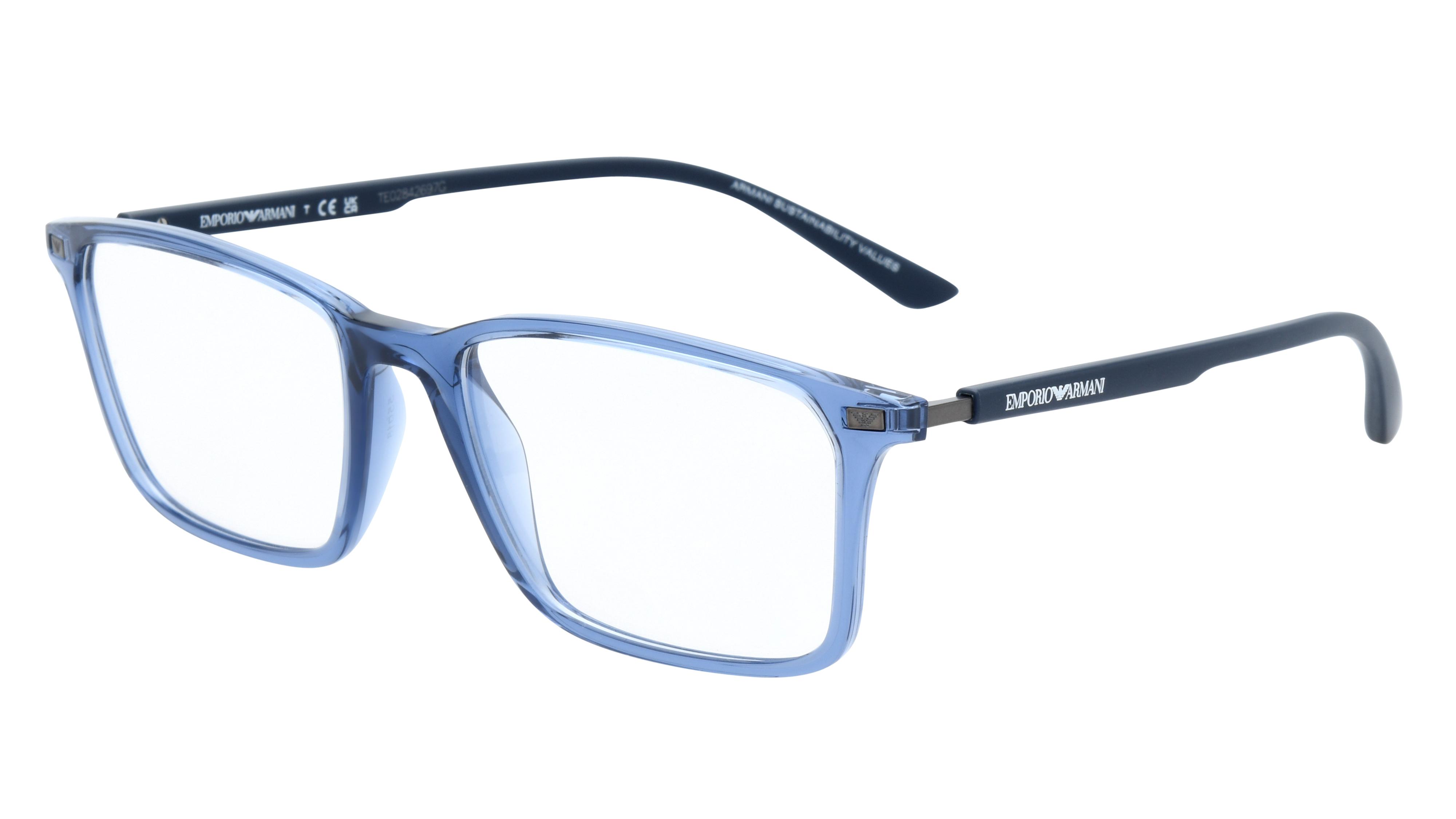 Lunettes de vue Emporio Armani Homme Bleu Rectangle EA3237 Trois-Quart