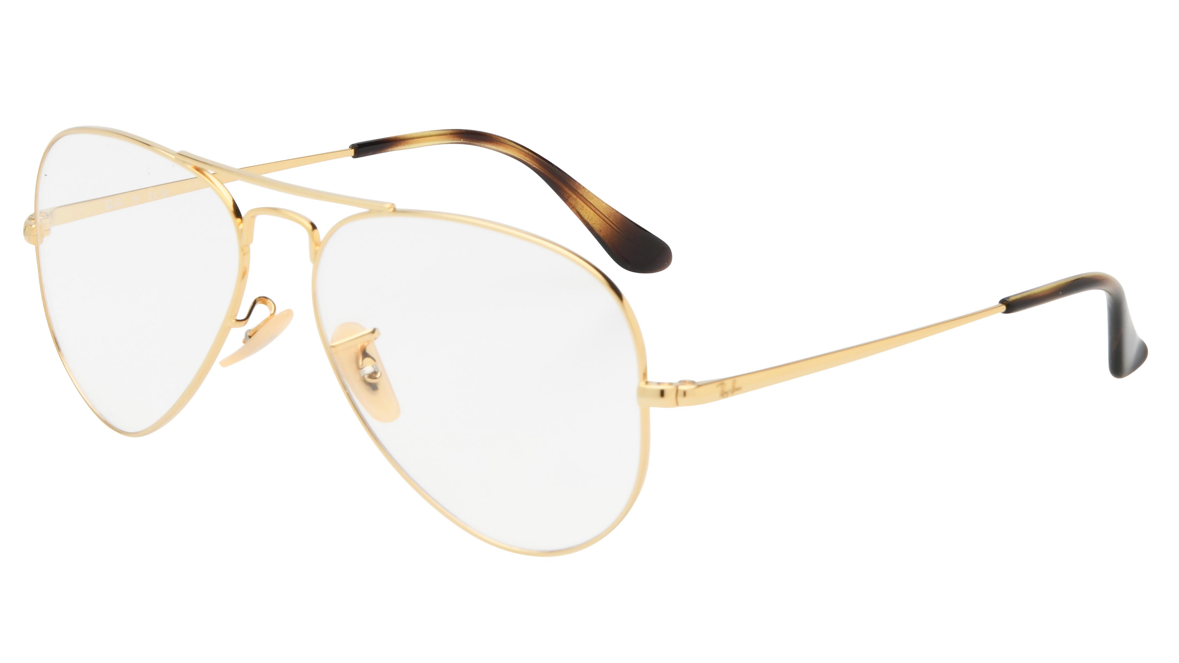 Lunettes de vue Ray-Ban Mixte Or Aviateur Rx6489 Trois-Quart