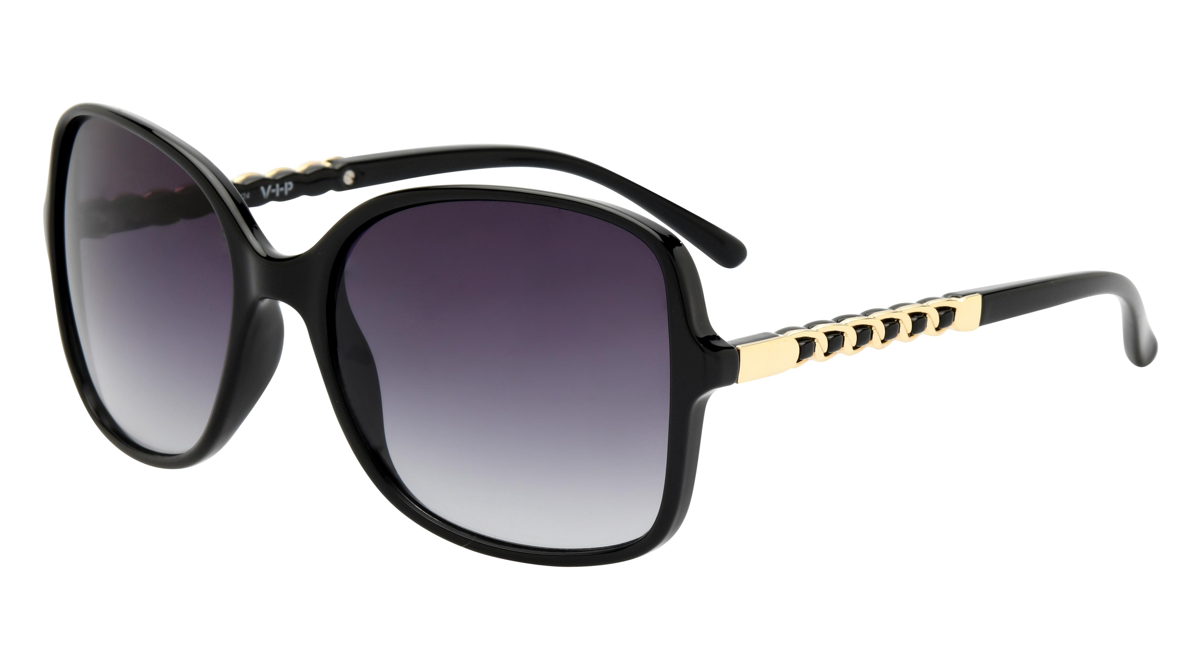 Lunettes de soleil VIP Femme Noir Rectangle Vip2512 Trois-Quart