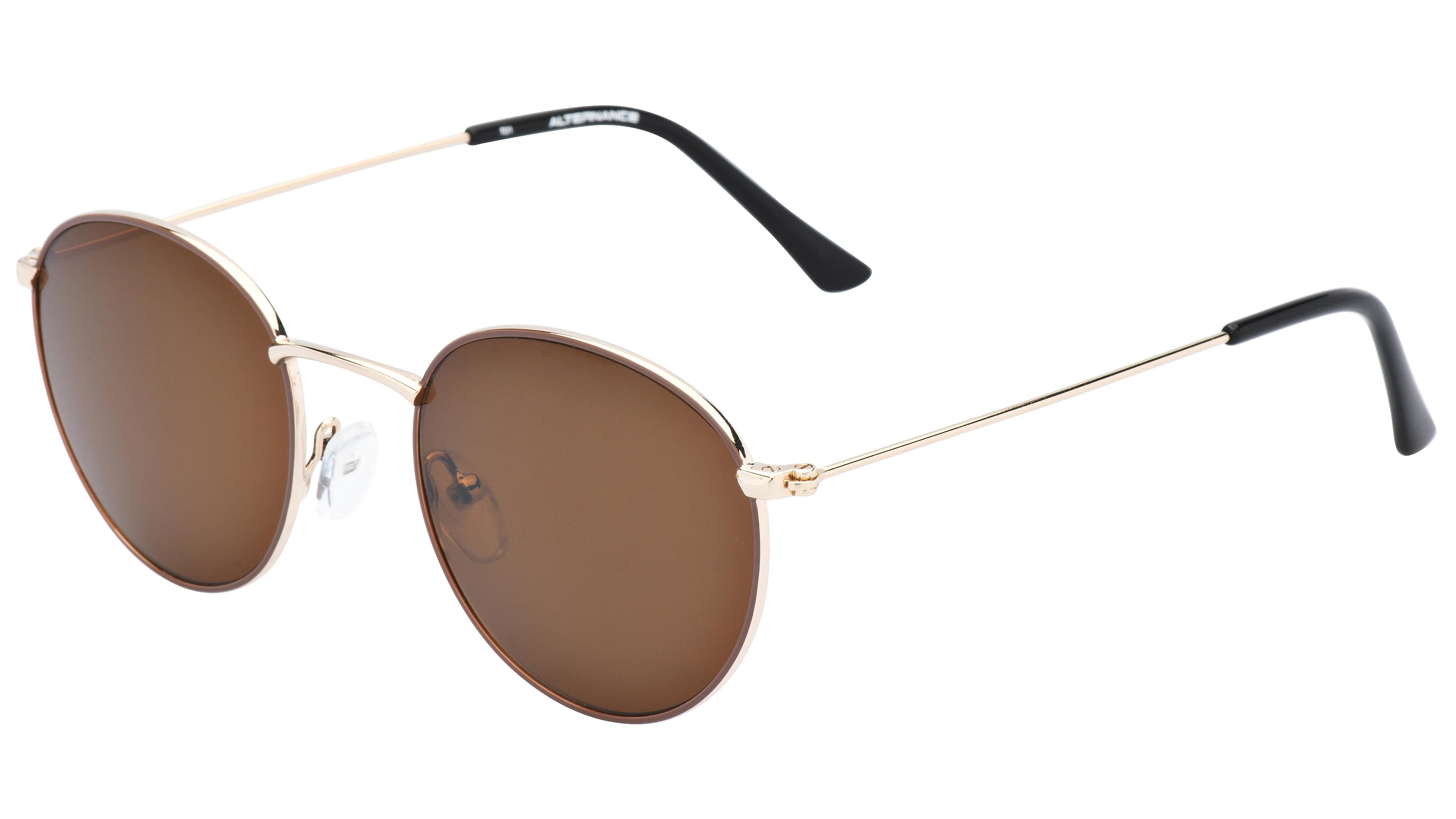Lunettes de soleil Alternance Mixte Marron Ronde Alt21202 Trois-Quart