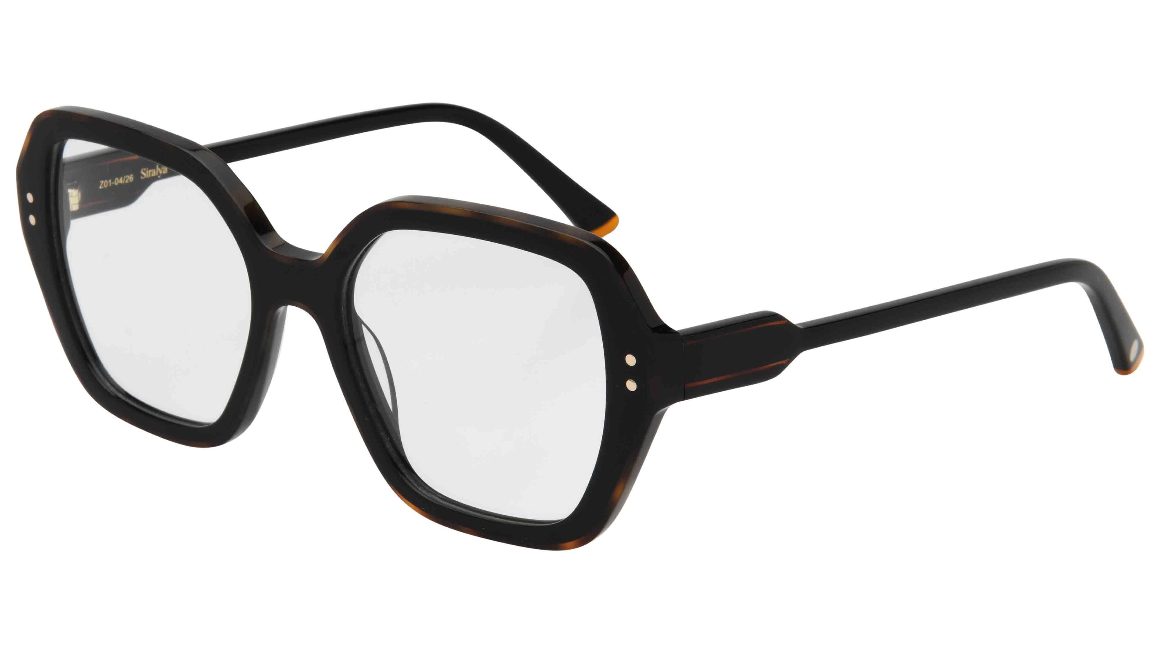 Lunettes de vue Siralya Femme Noir Carré sir2604 Trois-Quart