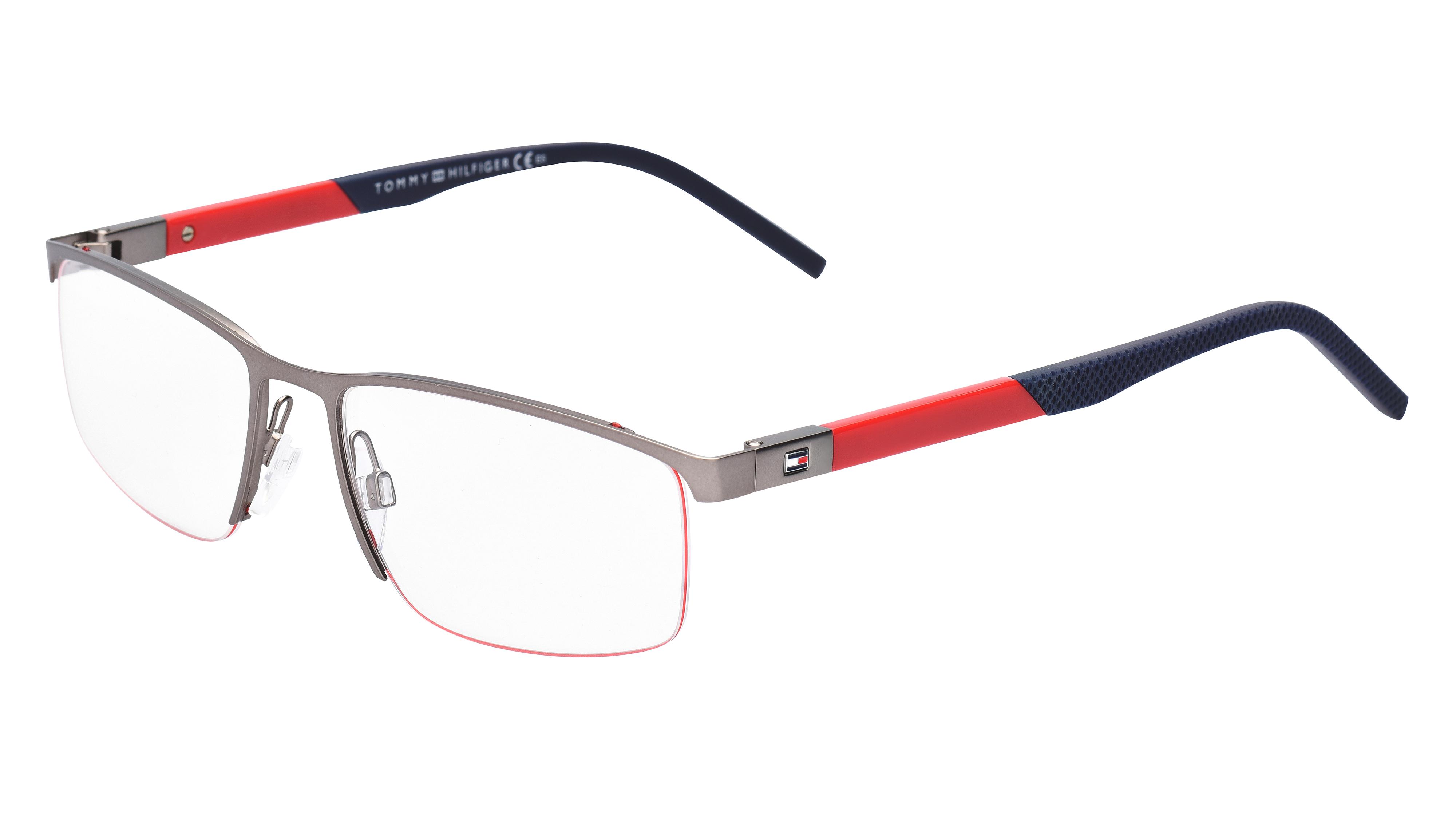 Lunettes de vue Tommy Hilfiger Homme Gris Rectangle Th1640 Trois-Quart