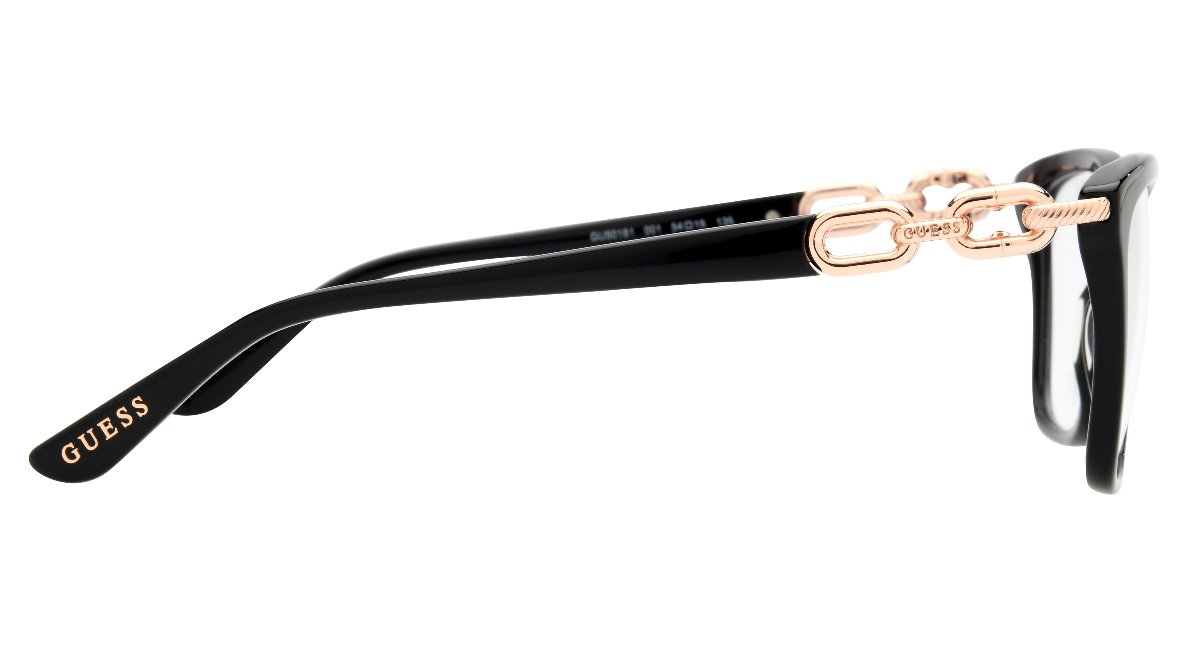 Lunettes de vue Guess Femme Noir Rectangle Gu50181 Droite